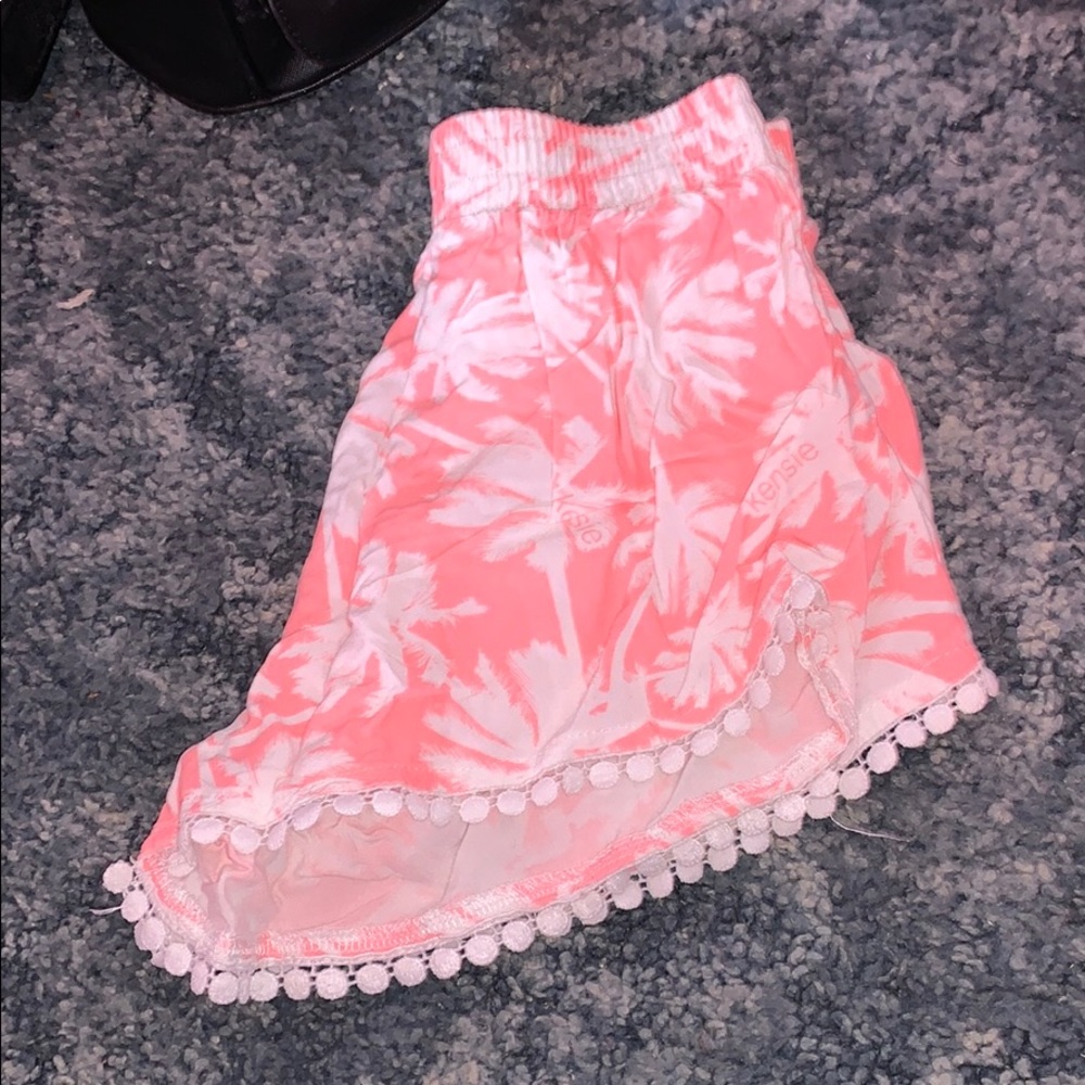 neon pink palm tree shorts